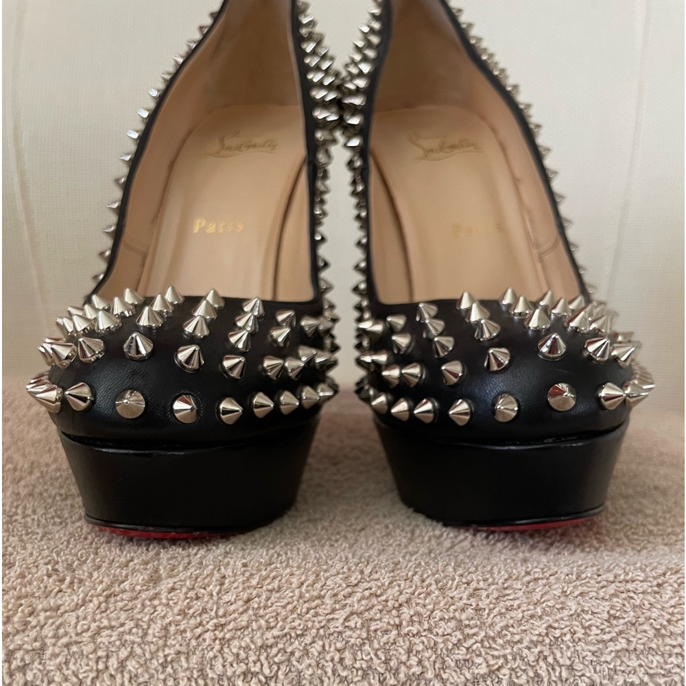 CHRISTIAN LOUBOUTIN BIANCA SHOES BLACK-SILVER SIZE 40.5